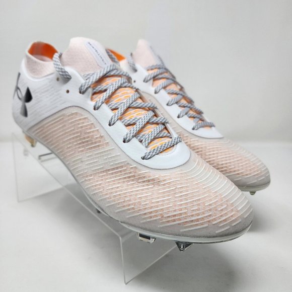 Under Armour Soccer Cleats Mens 11 White Orange Shock Shadow Pro Firm Ground